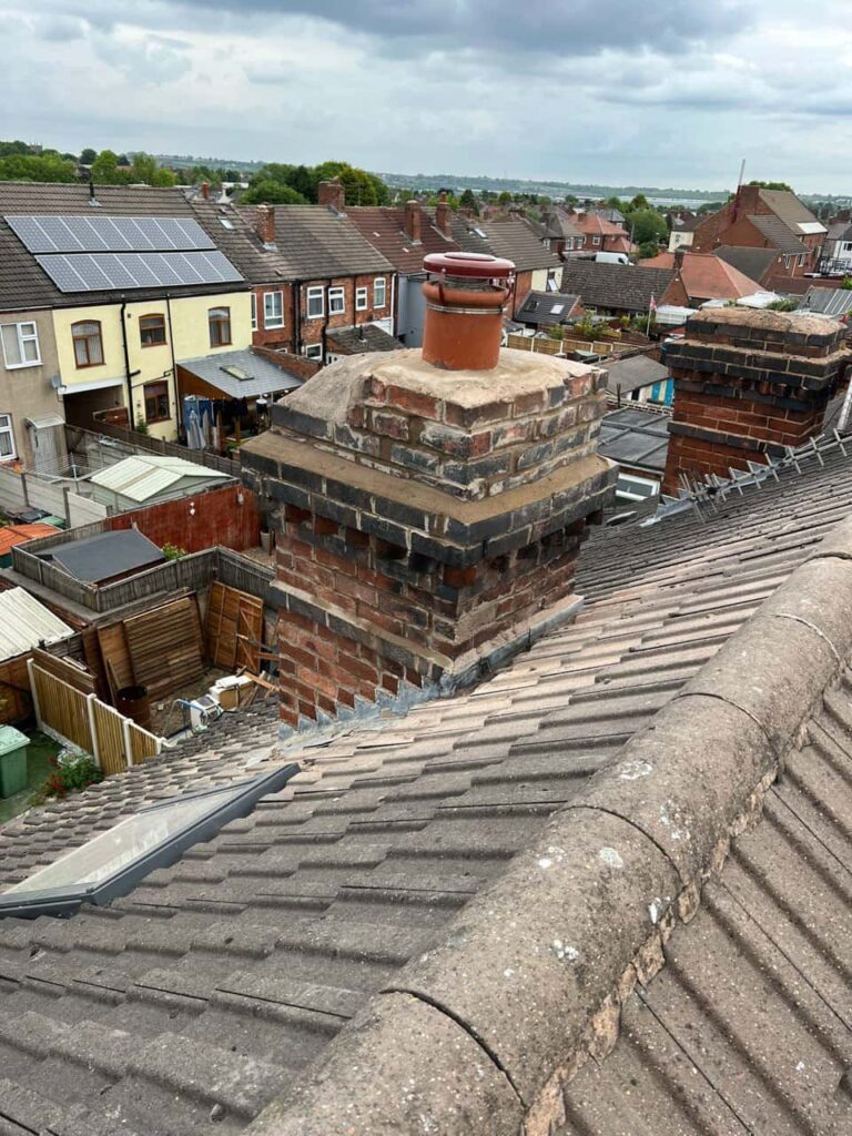 This is a photo taken from a roof which is being repaired by Sidcup Roofing Repairs, it shows a street of houses, and their roofs